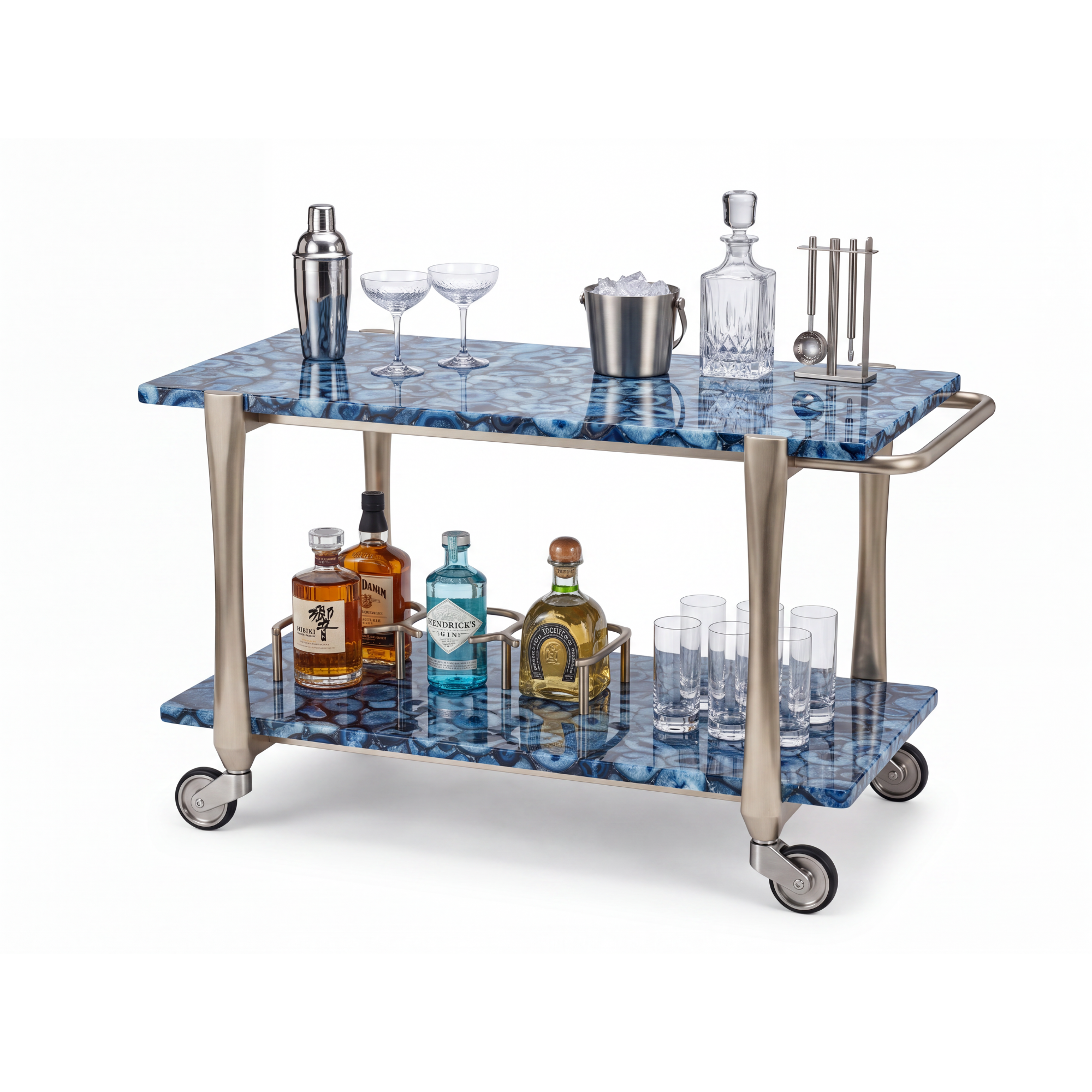 Blue Agate Bar Cart